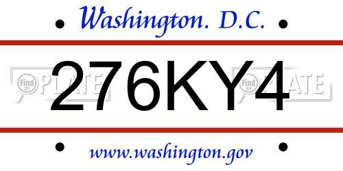 276KY4 District Of Columbia License Plate
