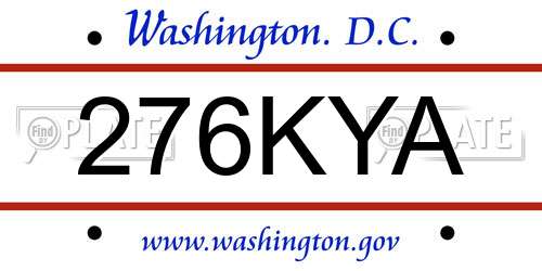 276KYA District Of Columbia License Plate