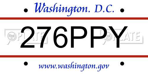 276PPY District Of Columbia License Plate