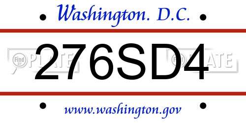 276SD4 District Of Columbia License Plate