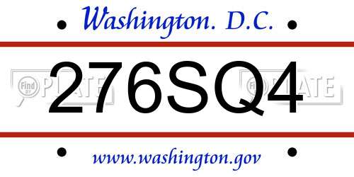 276SQ4 District Of Columbia License Plate
