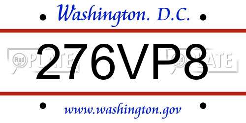 276VP8 District Of Columbia License Plate