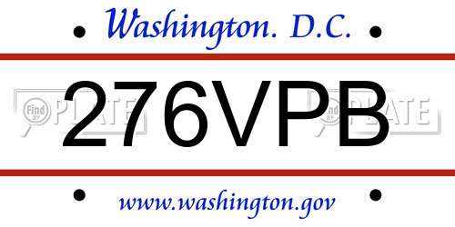 276VPB District Of Columbia License Plate