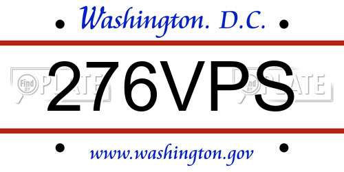 276VPS District Of Columbia License Plate