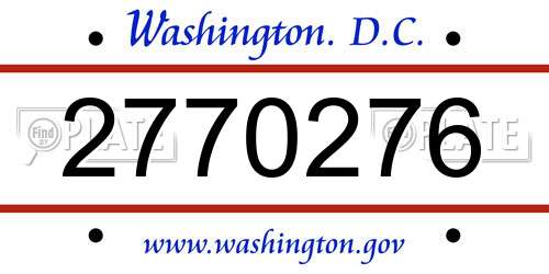 2770276 District Of Columbia License Plate