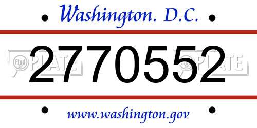 2770552 District Of Columbia License Plate