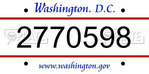 2770598 District Of Columbia License Plate