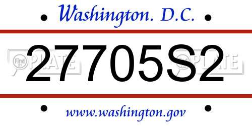 27705S2 District Of Columbia License Plate