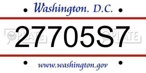 27705S7 District Of Columbia License Plate