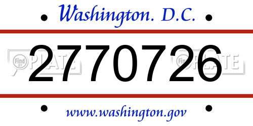 2770726 District Of Columbia License Plate