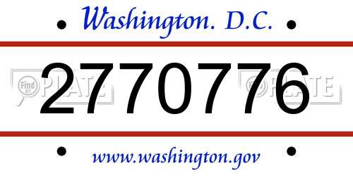 2770776 District Of Columbia License Plate