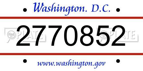 2770852 District Of Columbia License Plate