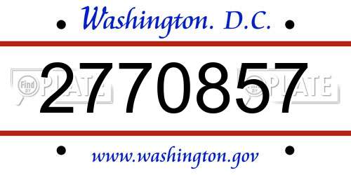 2770857 District Of Columbia License Plate