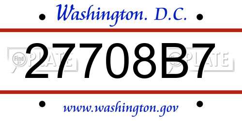 27708B7 District Of Columbia License Plate