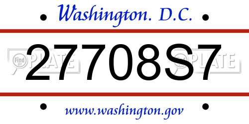 27708S7 District Of Columbia License Plate