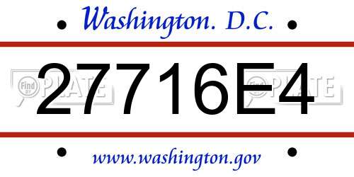 27716E4 District Of Columbia License Plate