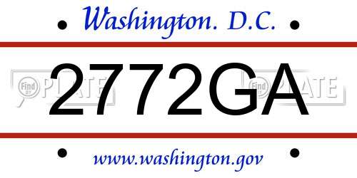 2772GA District Of Columbia License Plate