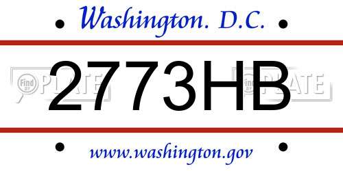 2773HB District Of Columbia License Plate