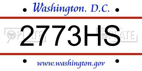 2773HS District Of Columbia License Plate