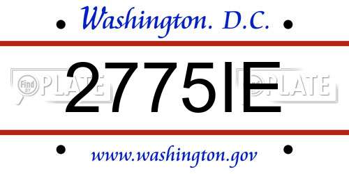 2775IE District Of Columbia License Plate