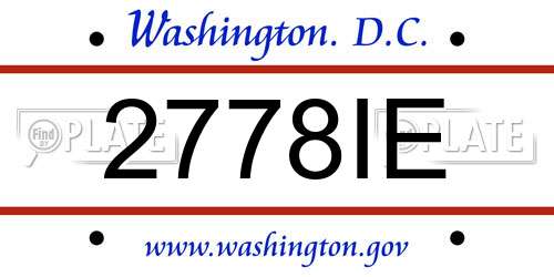 2778IE District Of Columbia License Plate