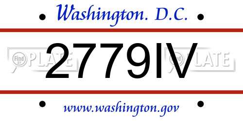 2779IV District Of Columbia License Plate