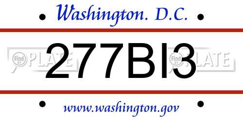 277BI3 District Of Columbia License Plate