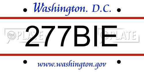 277BIE District Of Columbia License Plate