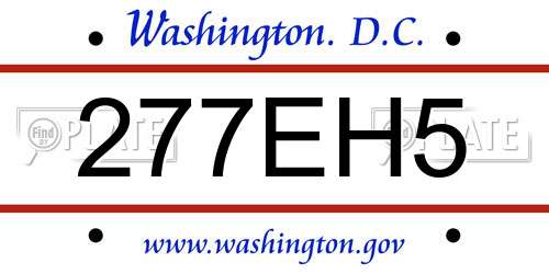 277EH5 District Of Columbia License Plate
