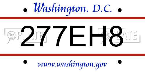 277EH8 District Of Columbia License Plate