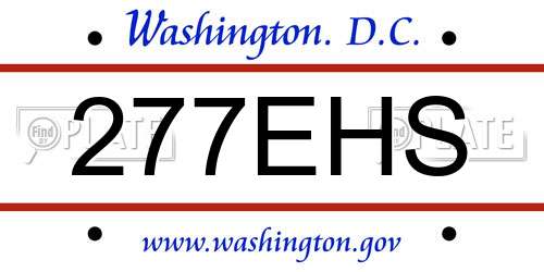 277EHS District Of Columbia License Plate