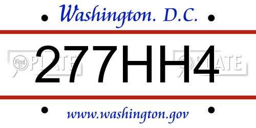 277HH4 District Of Columbia License Plate