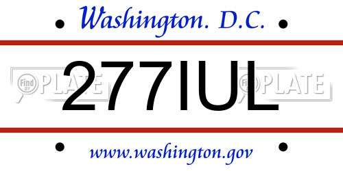277IUL District Of Columbia License Plate