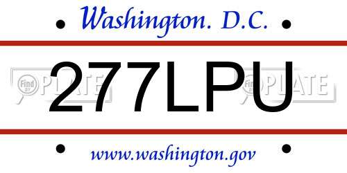 277LPU District Of Columbia License Plate
