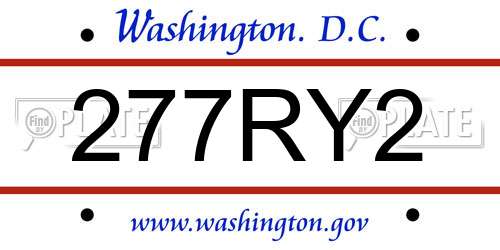 277RY2 District Of Columbia License Plate
