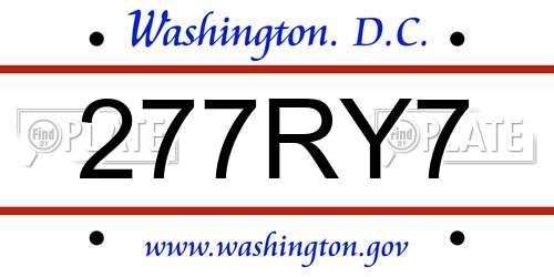 277RY7 District Of Columbia License Plate