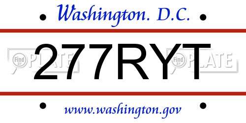 277RYT District Of Columbia License Plate
