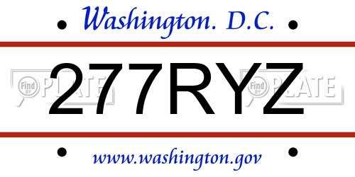 277RYZ District Of Columbia License Plate