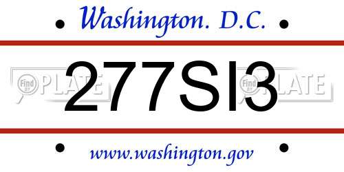 277SI3 District Of Columbia License Plate