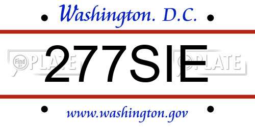 277SIE District Of Columbia License Plate