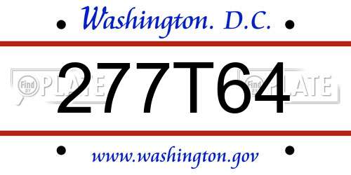 277T64 District Of Columbia License Plate