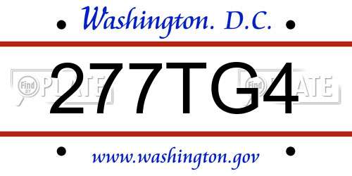 277TG4 District Of Columbia License Plate