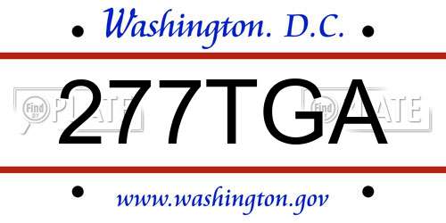 277TGA District Of Columbia License Plate
