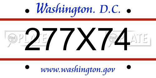 277X74 District Of Columbia License Plate