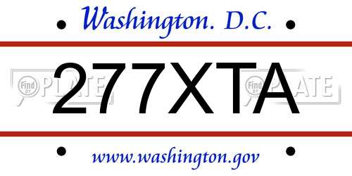 277XTA District Of Columbia License Plate