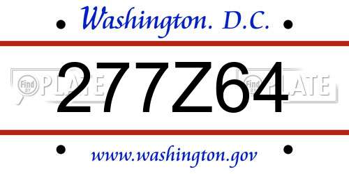 277Z64 District Of Columbia License Plate