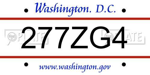 277ZG4 District Of Columbia License Plate