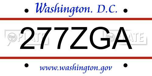 277ZGA District Of Columbia License Plate