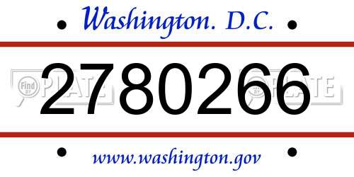 2780266 District Of Columbia License Plate