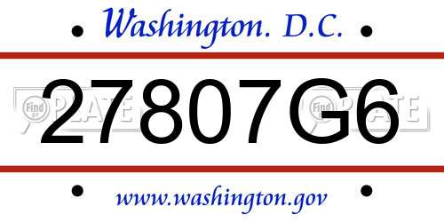 27807G6 District Of Columbia License Plate